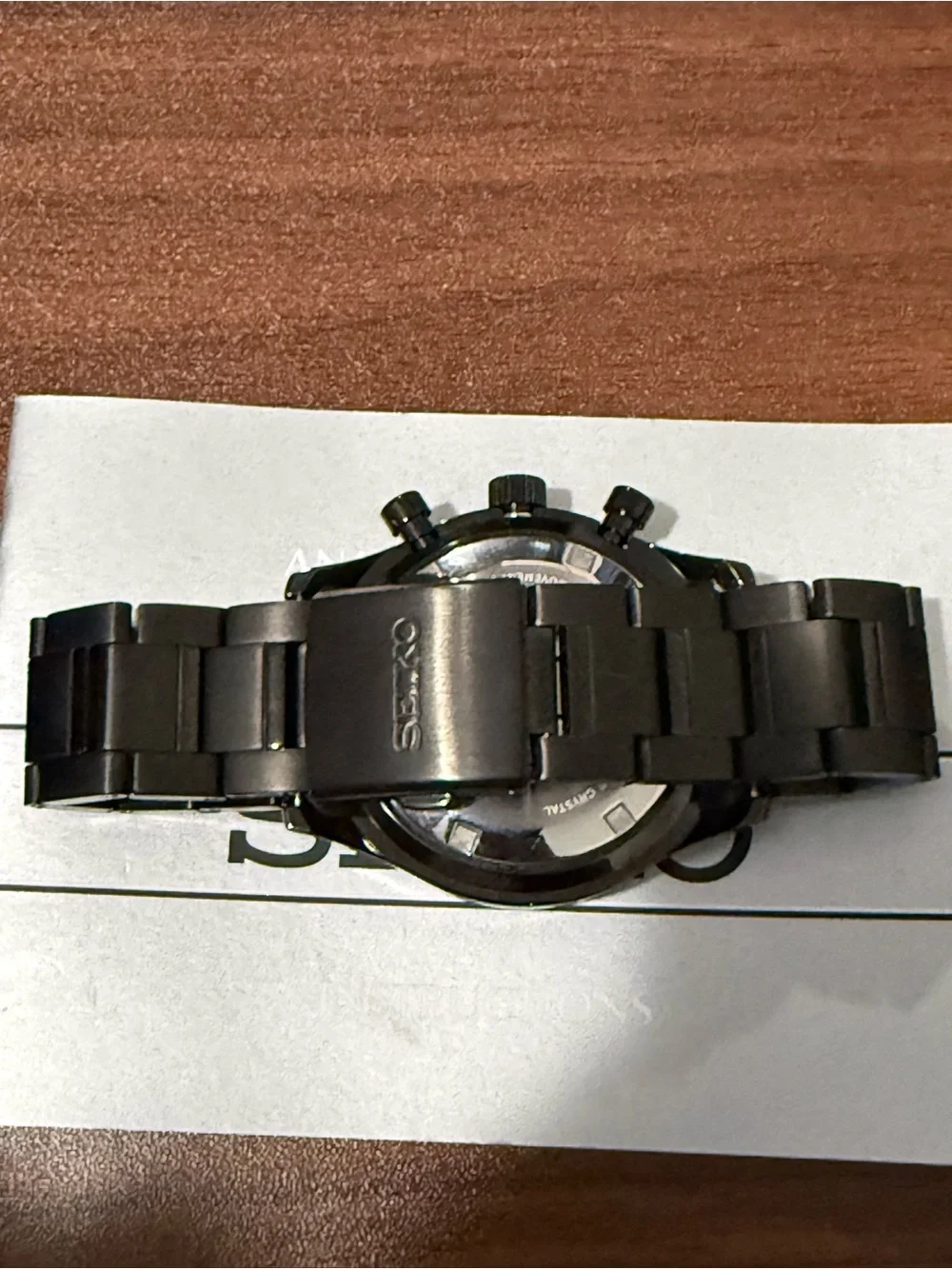 Seiko Black Stainless Steel Chronograph Watch